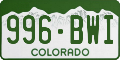 CO license plate 996BWI