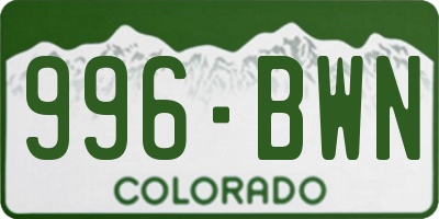CO license plate 996BWN