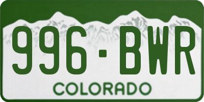 CO license plate 996BWR