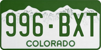 CO license plate 996BXT