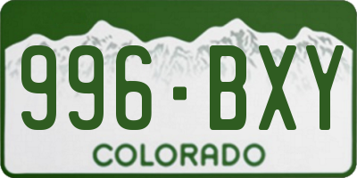 CO license plate 996BXY