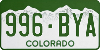 CO license plate 996BYA