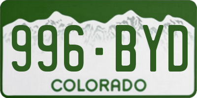 CO license plate 996BYD