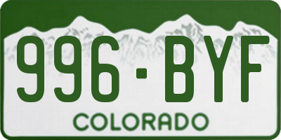 CO license plate 996BYF