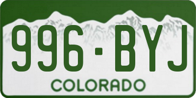 CO license plate 996BYJ