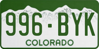 CO license plate 996BYK
