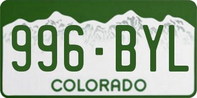 CO license plate 996BYL