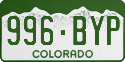 CO license plate 996BYP