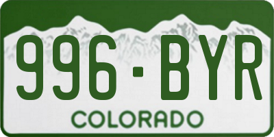 CO license plate 996BYR