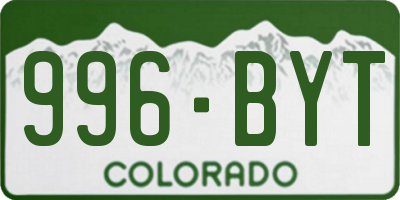 CO license plate 996BYT