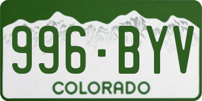 CO license plate 996BYV