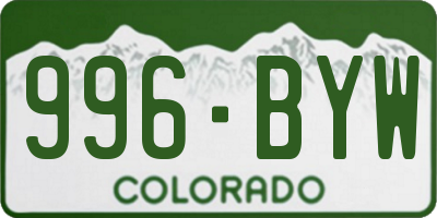 CO license plate 996BYW