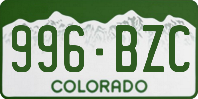 CO license plate 996BZC
