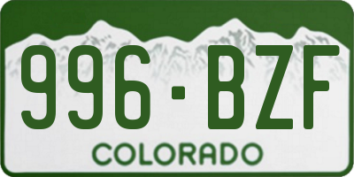 CO license plate 996BZF