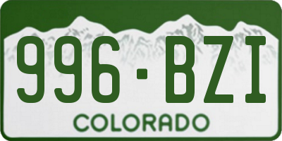 CO license plate 996BZI