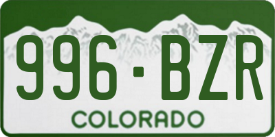 CO license plate 996BZR