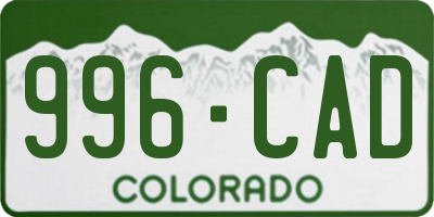 CO license plate 996CAD