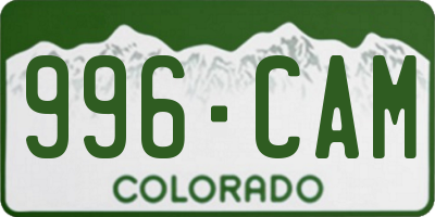 CO license plate 996CAM
