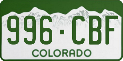 CO license plate 996CBF