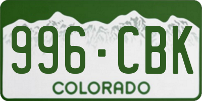 CO license plate 996CBK