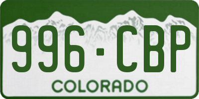 CO license plate 996CBP