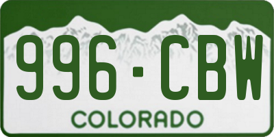 CO license plate 996CBW