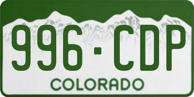 CO license plate 996CDP