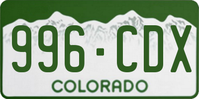 CO license plate 996CDX