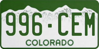 CO license plate 996CEM
