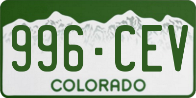CO license plate 996CEV