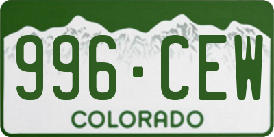 CO license plate 996CEW