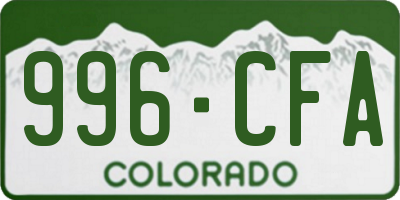 CO license plate 996CFA