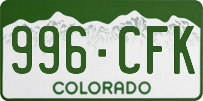 CO license plate 996CFK