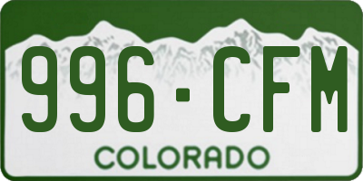 CO license plate 996CFM
