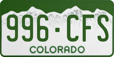 CO license plate 996CFS