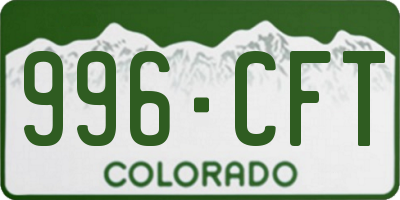 CO license plate 996CFT