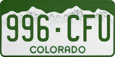 CO license plate 996CFU