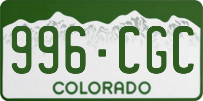 CO license plate 996CGC