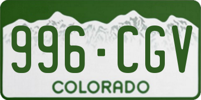 CO license plate 996CGV