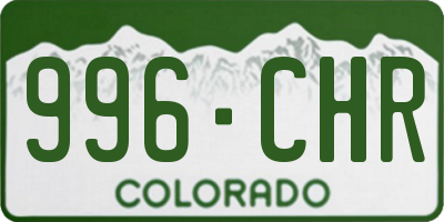 CO license plate 996CHR