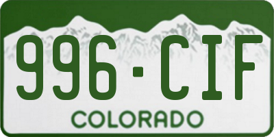 CO license plate 996CIF