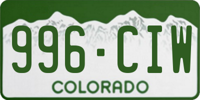 CO license plate 996CIW