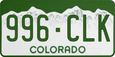 CO license plate 996CLK