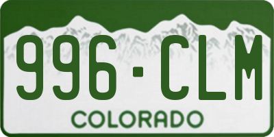 CO license plate 996CLM