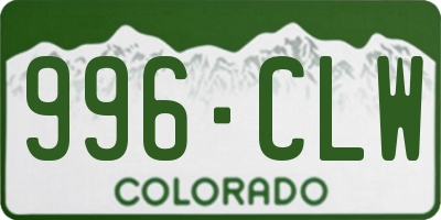 CO license plate 996CLW