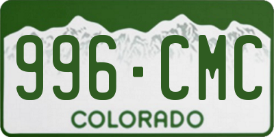 CO license plate 996CMC