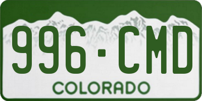 CO license plate 996CMD