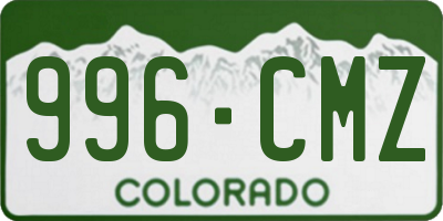 CO license plate 996CMZ