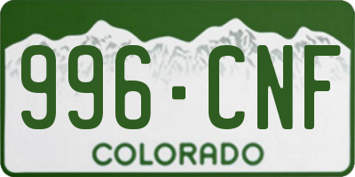 CO license plate 996CNF