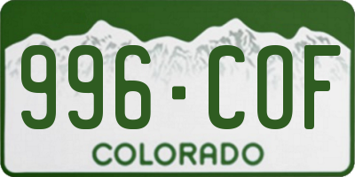 CO license plate 996COF